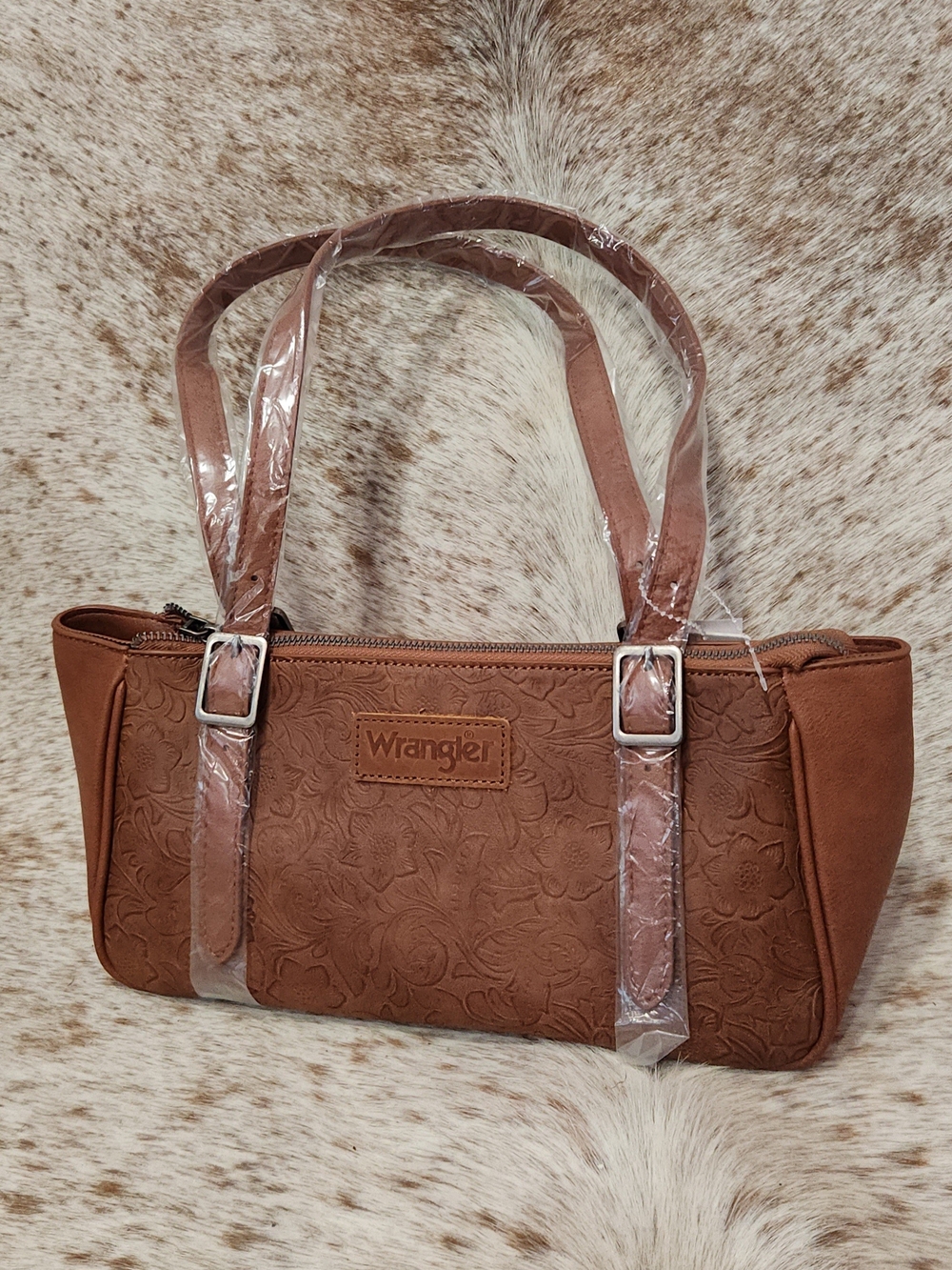 Wrangler Brown Floral-Embossed Shoulder Bag
